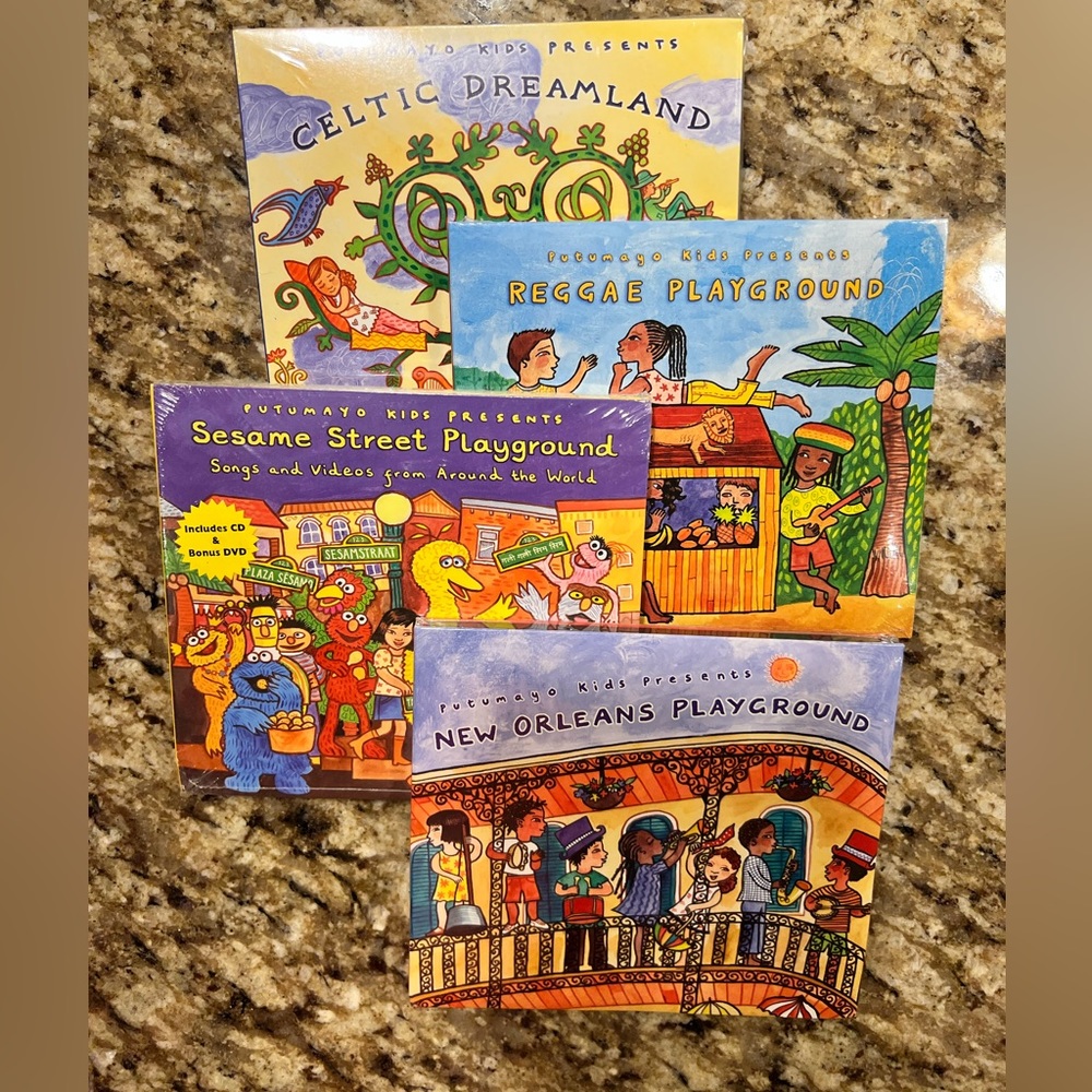 Putumayo Kids 4-CD pack - Reggae Playground, Sesame Street, Celtic & New Orleans